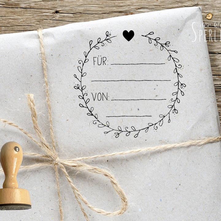 Stamp FOR and FROM, stamp gift tag for wholesale by Der kleine Sperling