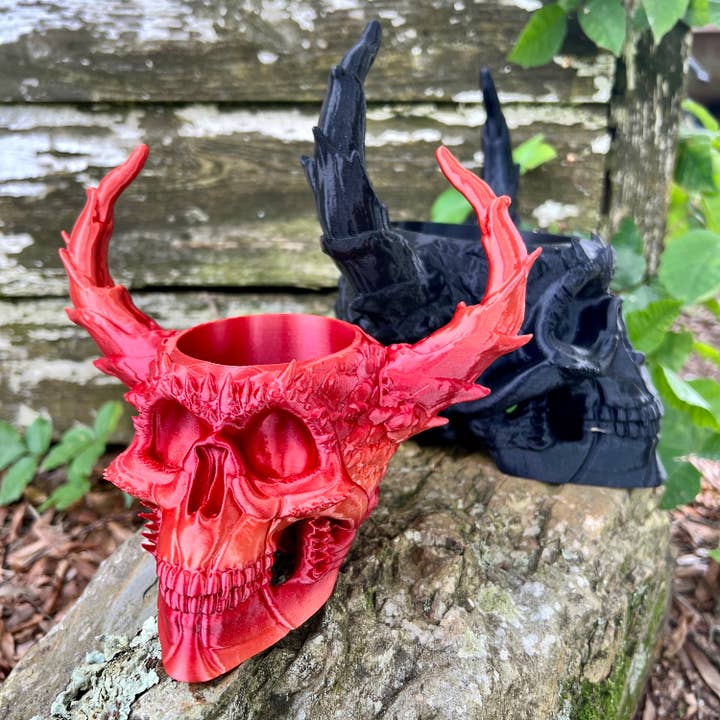 NumanPrints - Wholesale Plant Pot - Demonic Horned Devil Skull Planter 3D Printed Novelty