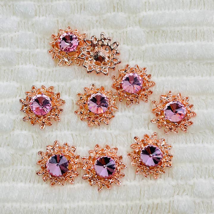 Rhinestone purple back button, embellished button for wholesale by Jazy and Eve