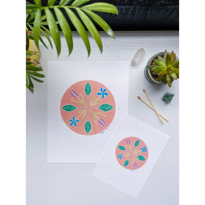 Archival Botanical Art Print - Flower Mandala for wholesale by AEJ.CREATE