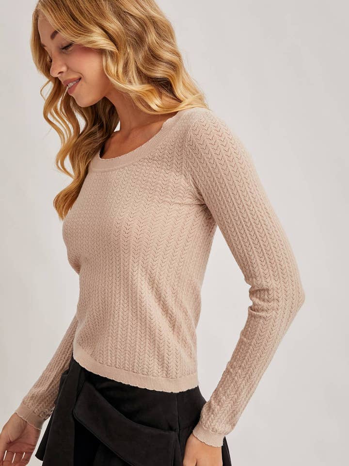 Black L/S POINTELLE TOP for wholesale on Faire6