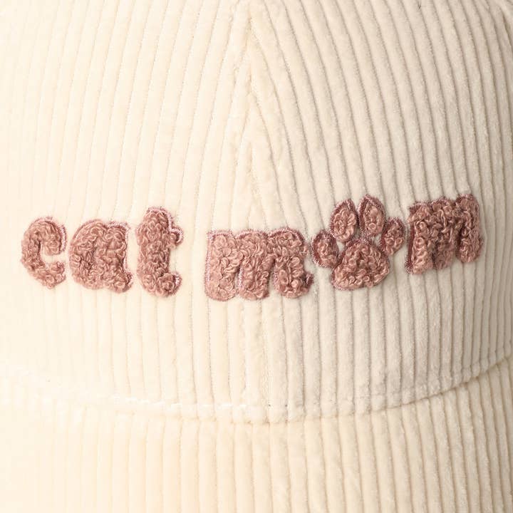 Fashion City - Wholesale Baseball Cap - Unisex - Cat Mom Chenille Patch Corduroy Baseball Cap