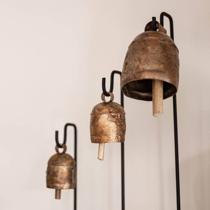 Luxe B Co - Wholesale Decorative Tabletop Object - Vintage Inspired Iron Bell Stands Shelf Styling 8