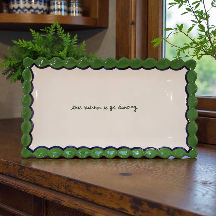 Custom Hand-painted Scalloped Tray for wholesale by Caitlin Rounds Antiques