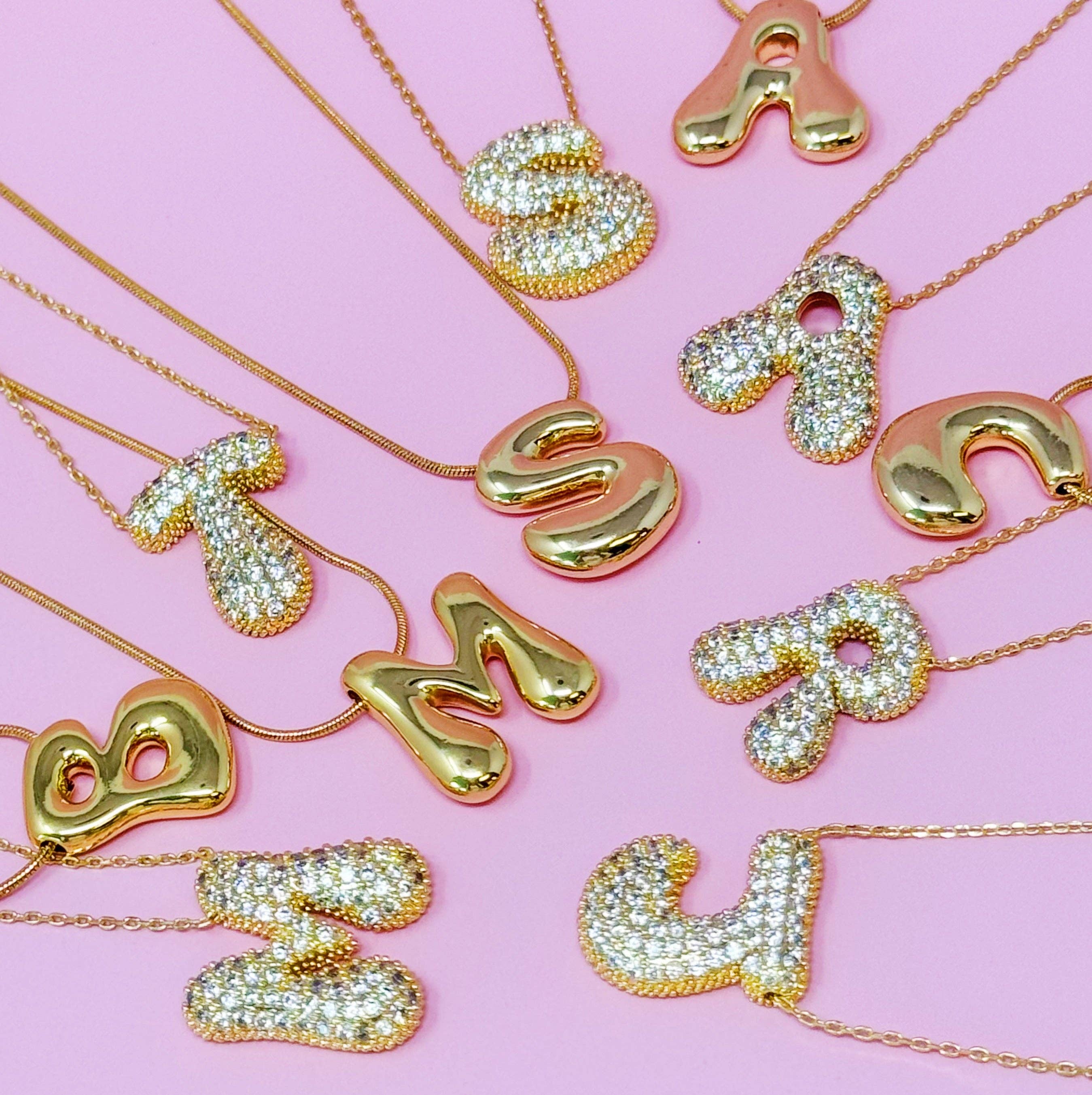 Ellison+Young – wholesale Pendant/charm necklace – Crystal Bubble Initial Necklace24