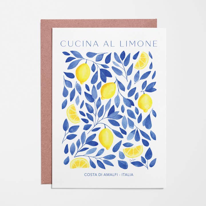 Italian Lemon Kitchen - Blank Greeting Card for wholesale by Calex Studio
