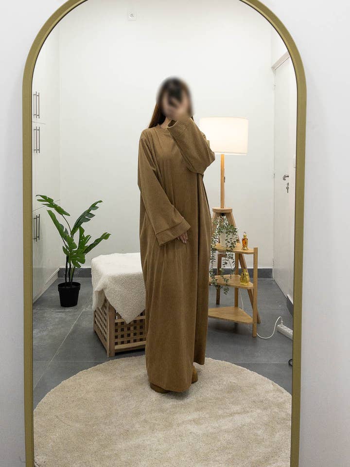 IDEAL OUTFIT - Vente Robe – femme - Abaya longue ref:2393B-côtelé8