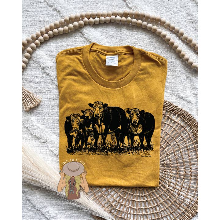 Hereford Sketch Tee - Heather Mustard for wholesale by Sweet Valley Tees