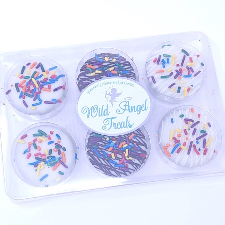 Wild Angel Treats, LLC - Wholesale Biscuit - Rainbow Sprinkles Chocolate Covered Oreos - 6-Packs2