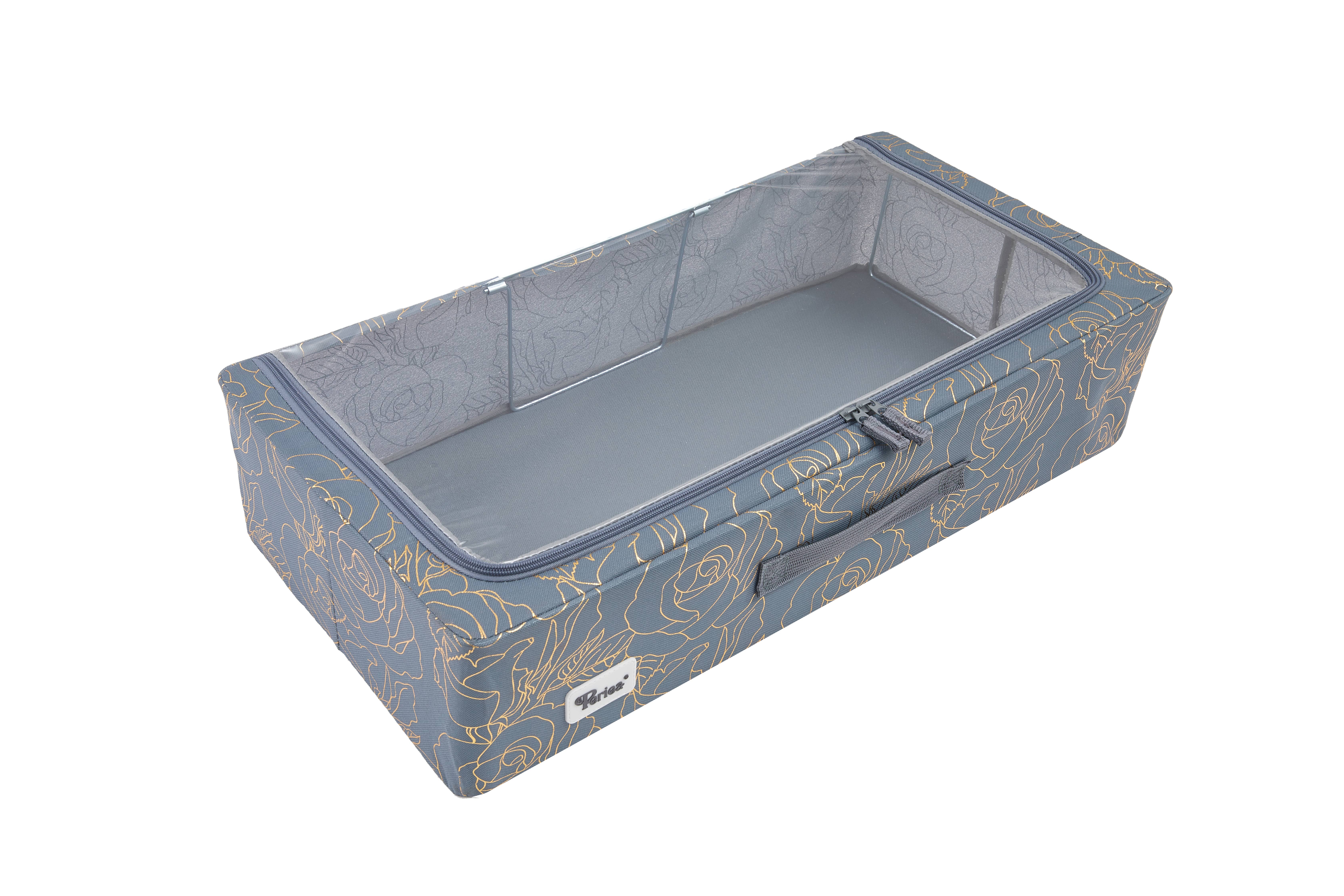 Periea - Vente Bacs de rangement - Boîte de rangement pliante fine Periea pour dessous de lit avec couvercle transparent à fermeture éclair16
