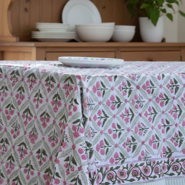 Chintz Vine - Handblock Print Cotton Tablecloth for wholesale by House of Alaan