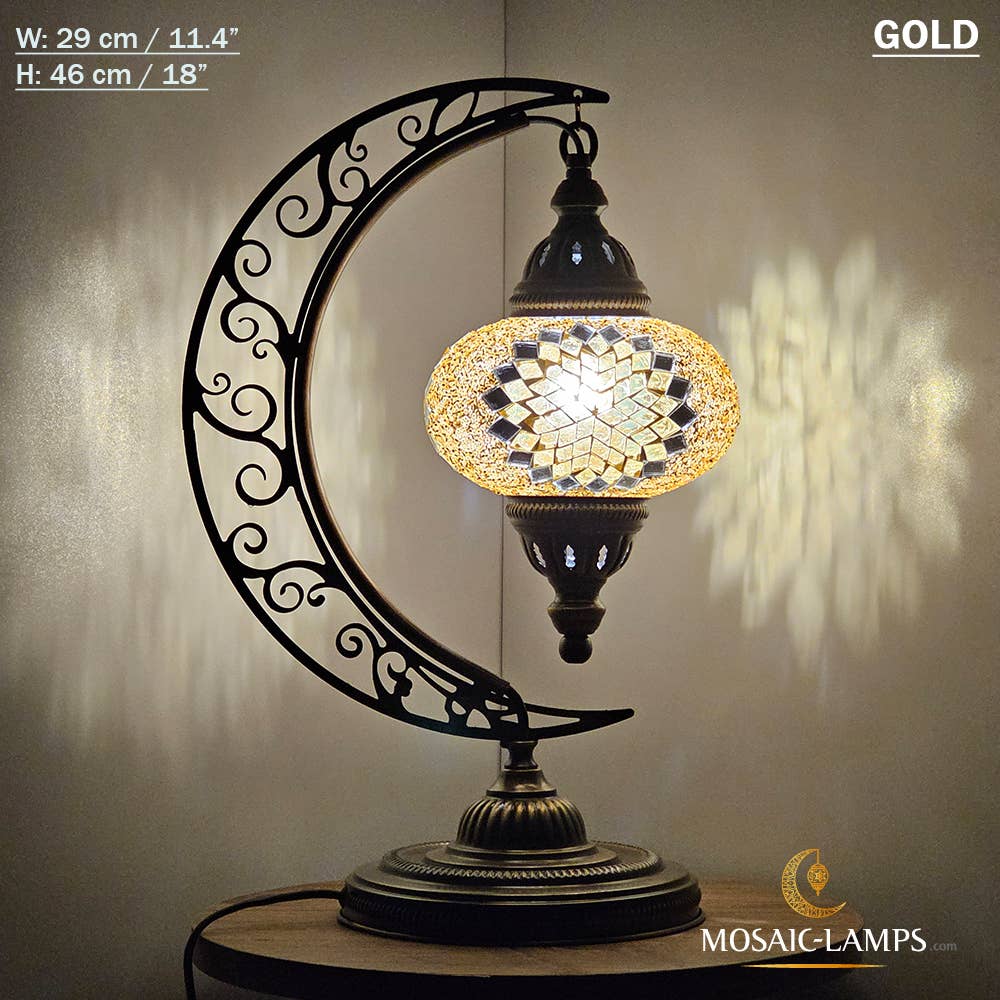 Mosaic Lamps - Wholesale Accent/Desk Lamp - 10+ Colors - Moroccan Moon Table Lamp, Arc, Murano Crescent15