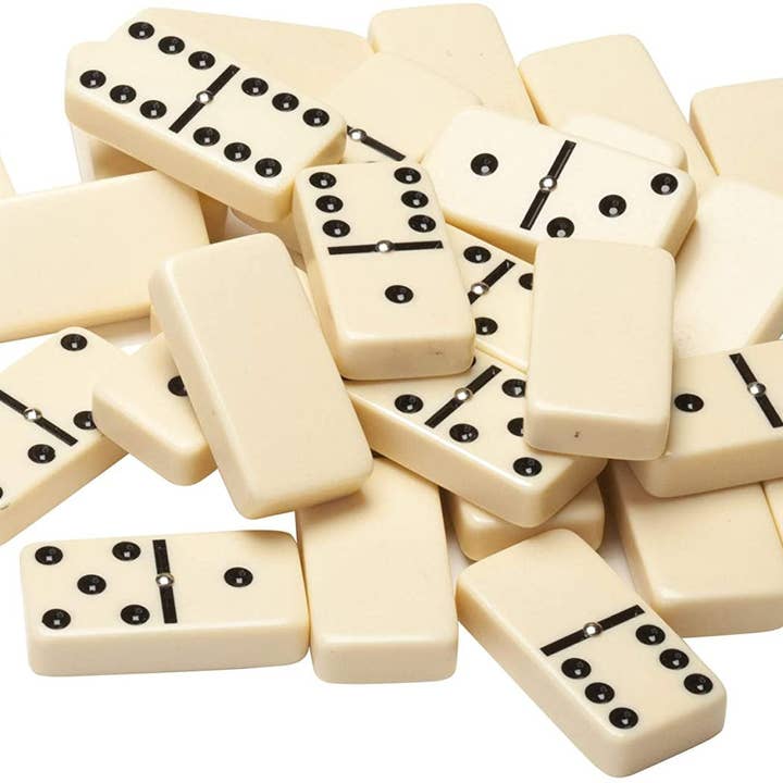 Wood Expressions - Wholesale Dominoes - Double Six Dominoes with Spinners - Ivory Tiles, Club Size1