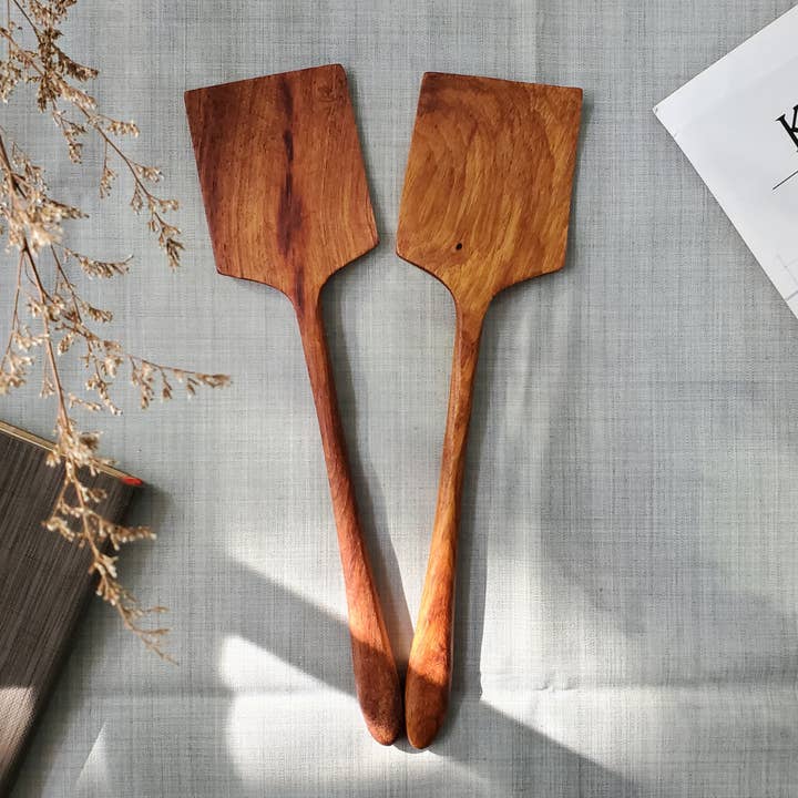 194 Craft House - Wholesale Spatula/turner - Wooden Curved Spatula - 12" - Kitchen Serving Utensils3