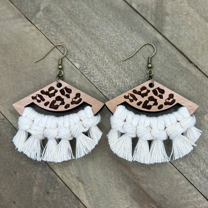 Leopard Print Fan Fringe - Natural for wholesale by HK Macrame Jewelry