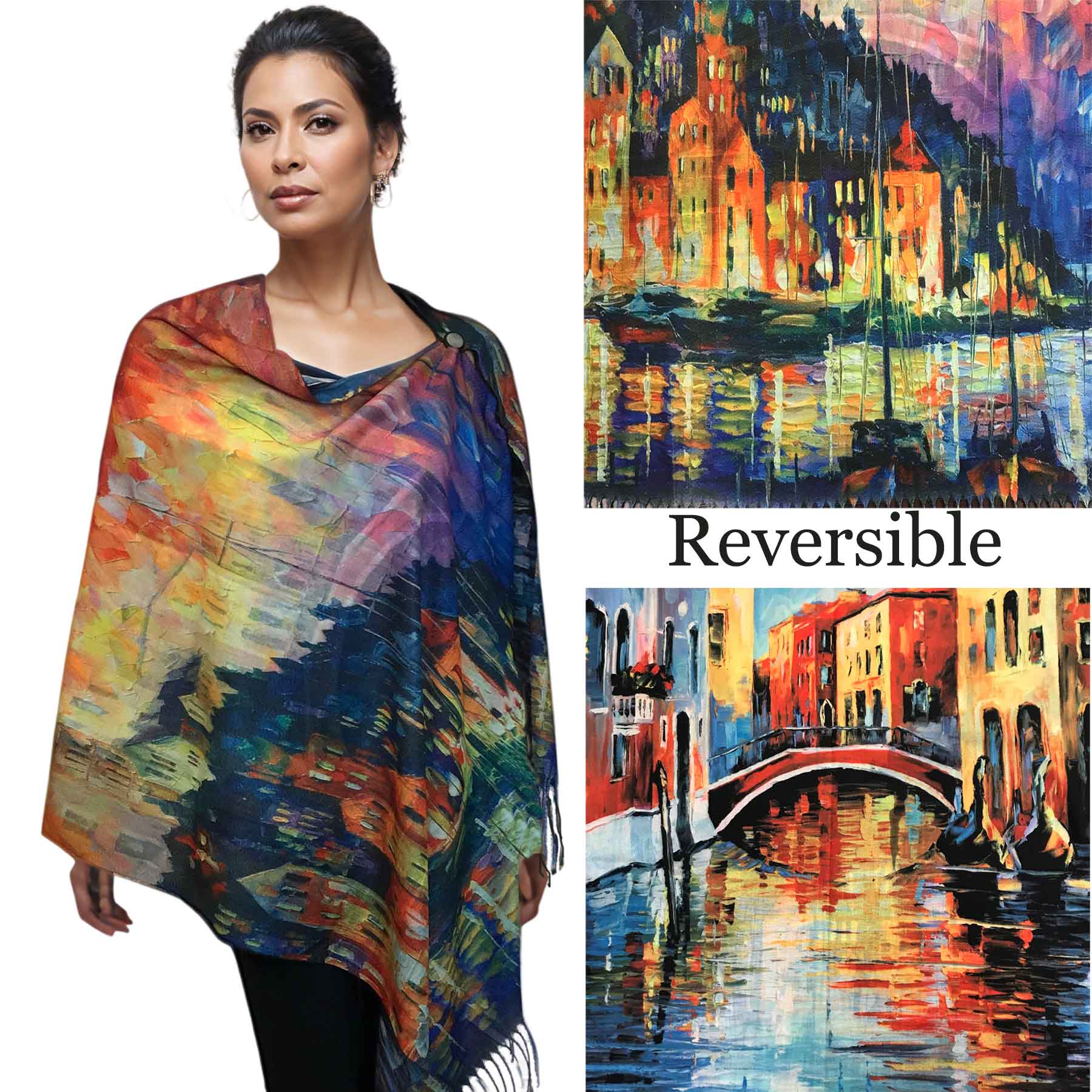 The Magic Scarf Company - Wholesale Wrap - Women's - 3180 - Sueded Art Design Button Shawls 25