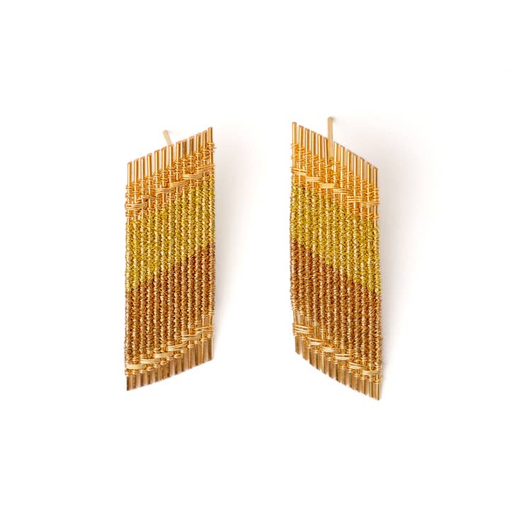 Handwoven Wire Angled Rectangle Earrings (Rose Gold/Gold) and other Purchase Wholesale artistic wire. Free Returns & Net 60 Terms on Faire trending on Faire.