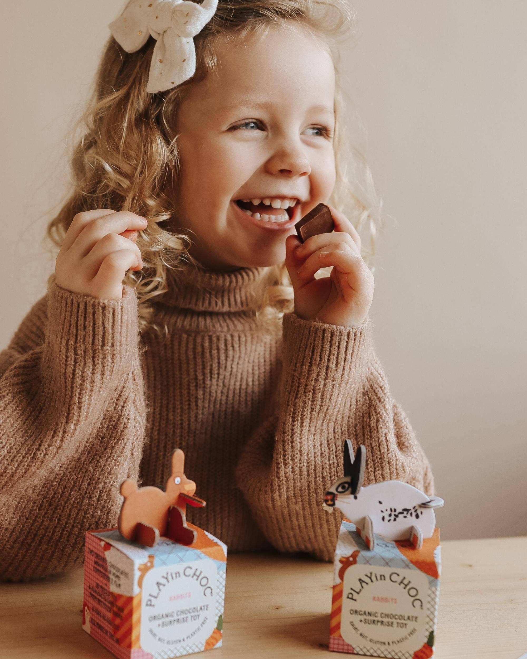 PLAYin CHOC - Wholesale Chocolate Box - ToyChoc Box® EASTER RABBiTS GiFT SET x 33