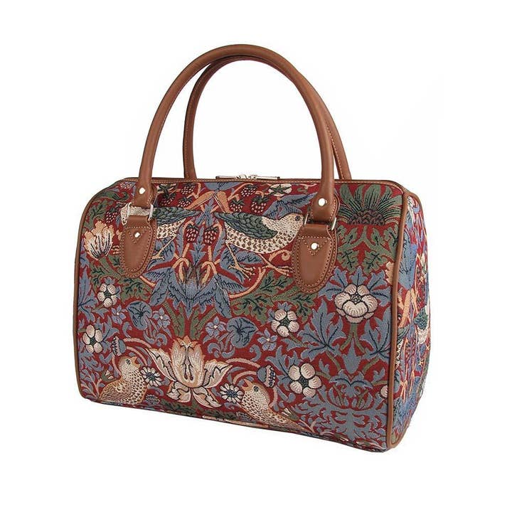 SignareArt - Wholesale Weekender Bag - Women's - TRAV-STRD | WILLIAM MORRIS STRAWBERRY THIEF RED TRAVEL BAG WEEKEND GYM HOLDALL