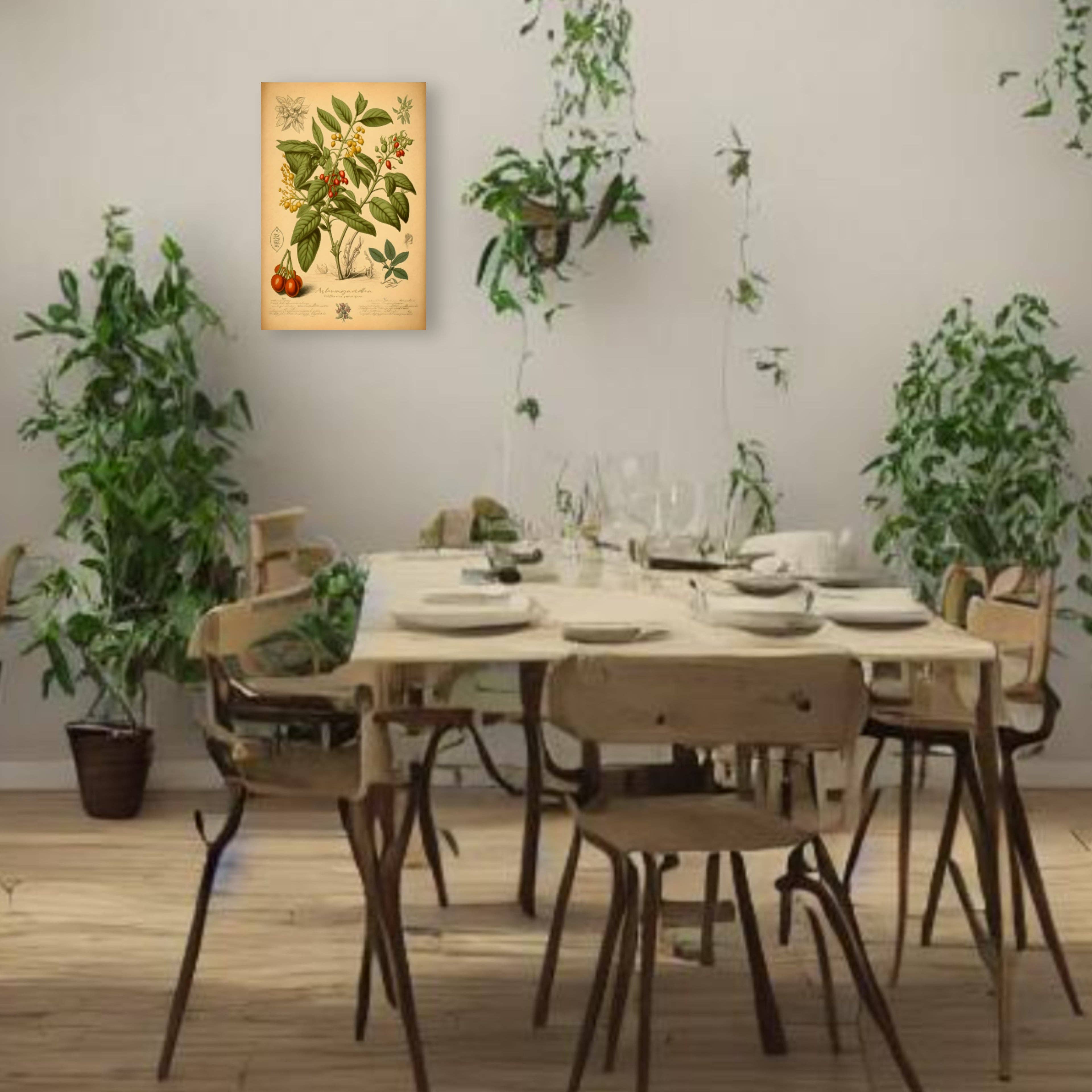 Print Pothecary - Wholesale Art Print - Light Ashwagandha Canvas Print - Herbal Art for Home or Office - Apothecary Decor0