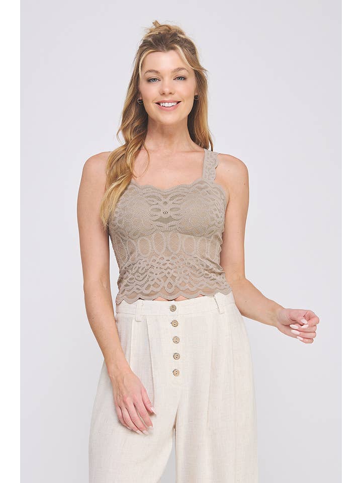 Allie Rose - Wholesale Bralette - Women's - Lovely scallop edge lace bralette tank; padded6