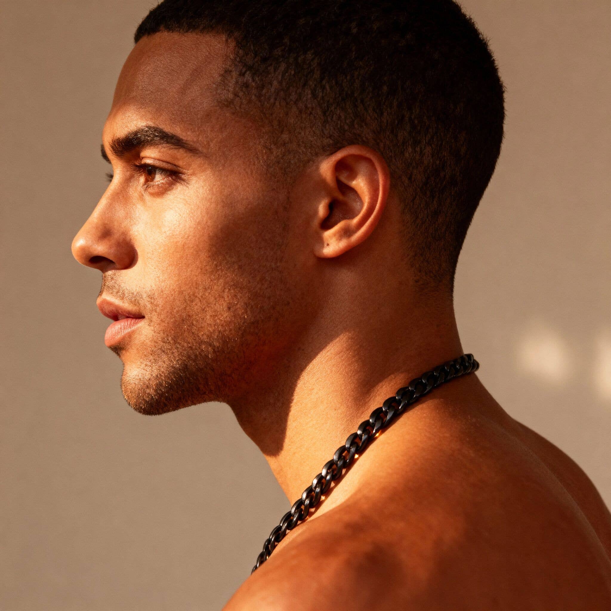 WJW - Wholesale Schakelketting - Zwarte ketting met platte schakels van roestvrij staal5