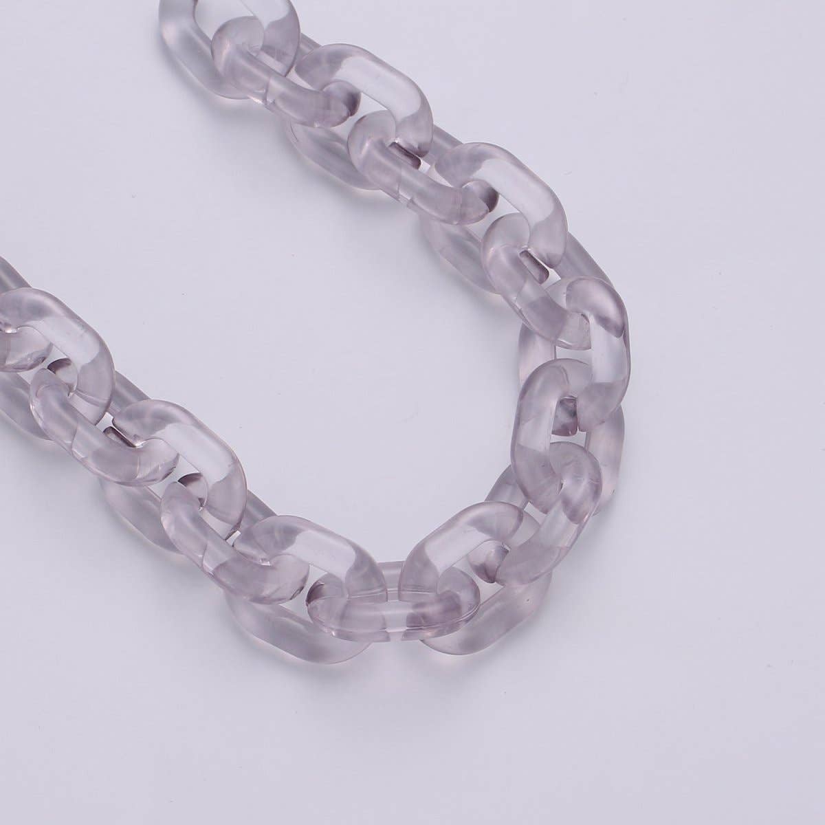 Aim Eternal - Wholesale Link & Chain Necklace - 1X Clear Oval Acrylic Link Chain, Translucent Plastic Chain, Chunky Necklace Chain with Open Links Size 23.8mm x 18.8mm4