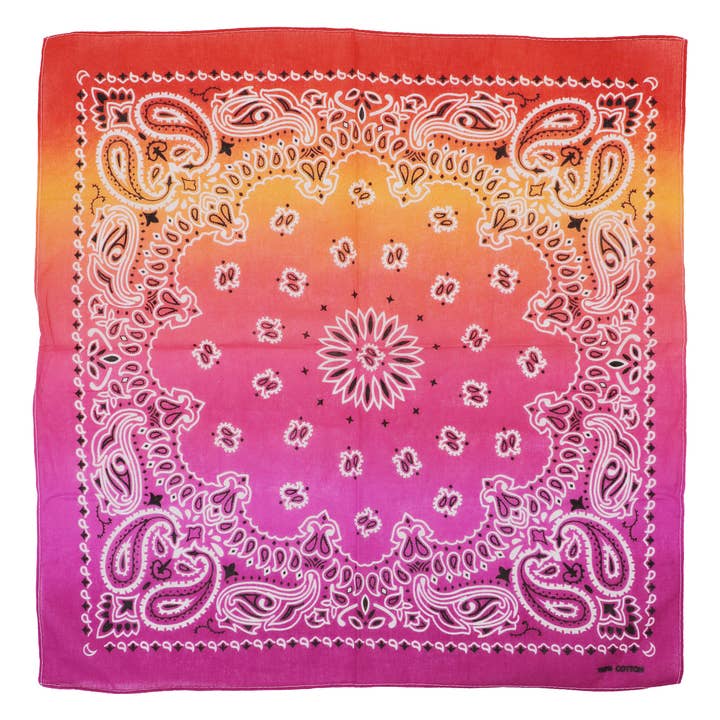AS SHOWN Paisley Vibrant Ombre Gradient Cotton Bandana for wholesale on Faire