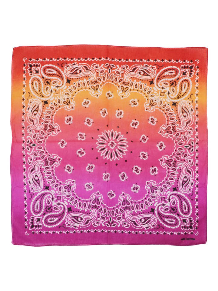 Paisley Vibrant Ombre Gradient Cotton Bandana for wholesale by Cap Zone