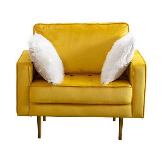 Cadeira Theo Veludo Amarela com Almofadas por atacado de Greenwestons