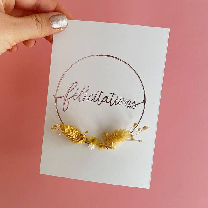 Kaartenset met gouden bloemen - Gefeliciteerd voor wholesale door Mamie dans les orties