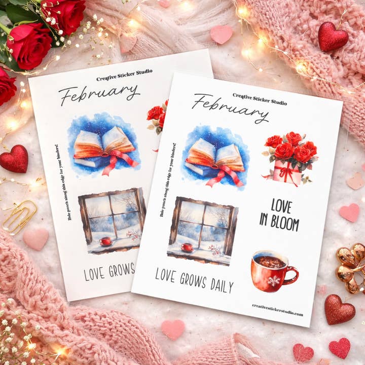 Sticker Sheet Set of 2 - Planner Months February for wholesale by Creative Sticker Studio