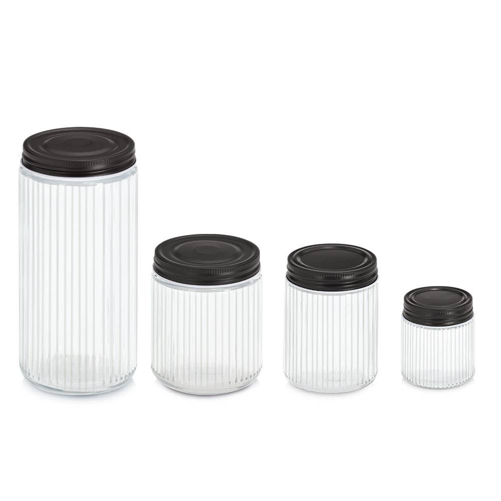 Transparent Black Storage jar with metal lid, 300 ml for wholesale on Faire2