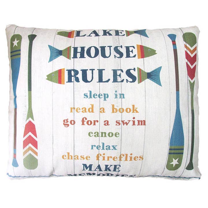 Pillow - Lake House Rules - indoor / outdoor cushion for wholesale by Magnolia Casual