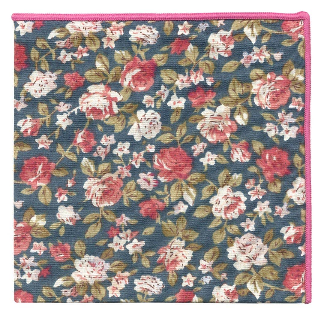 Josvil - Wholesale Handkerchief - Men's - GREEN COTTON POCKET HANDKERCHIEF WITH FLOWERS3