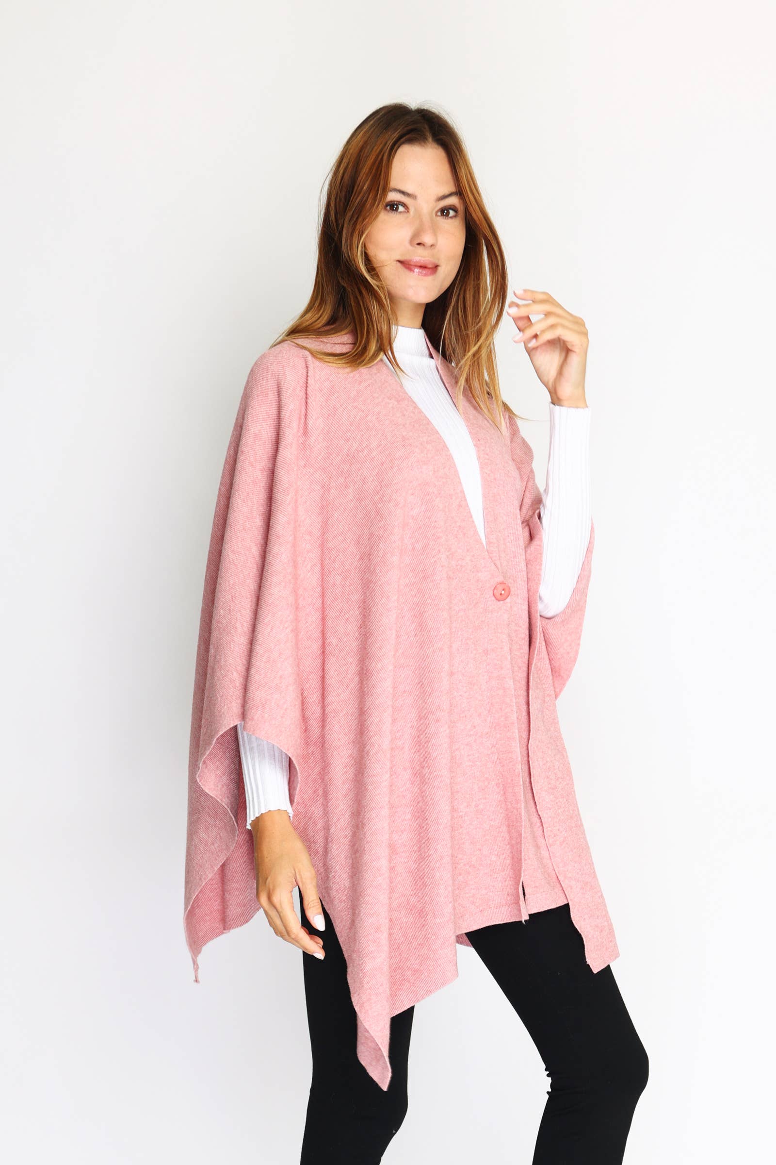 ORNELLA PARIS - Wholesale Poncho - Women's - Ponchos with one button LEL-G8757

7