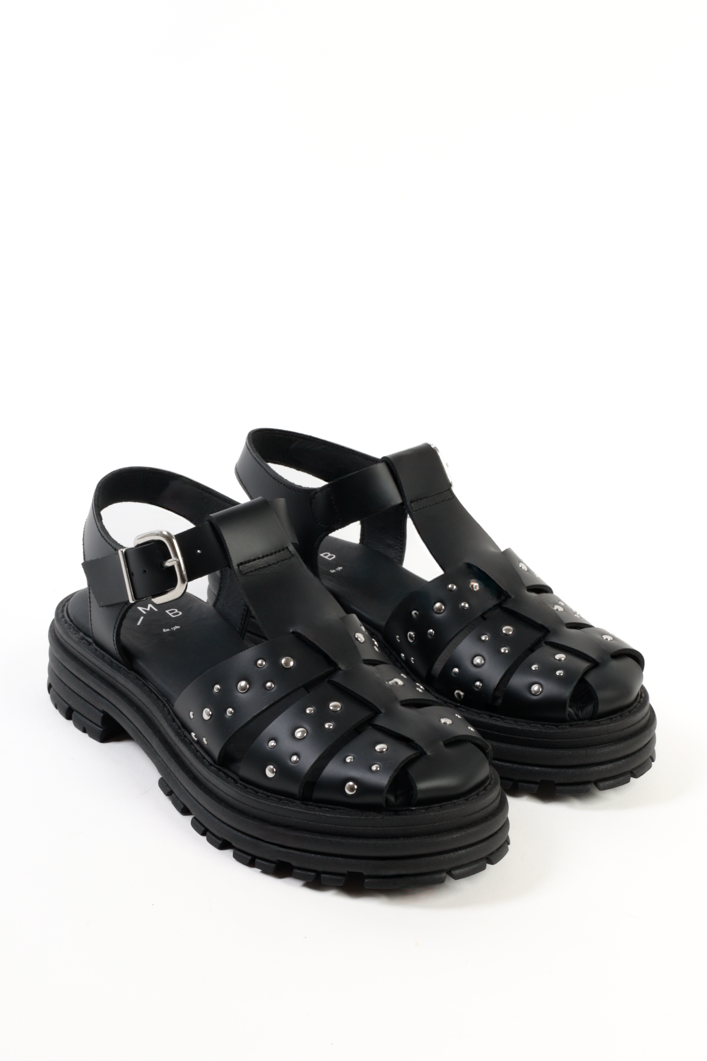 KMB Shoes - Wholesale Sandals - Women's - CALA STUDS BLACK- Chunky Fisherman Sandals with Studs0