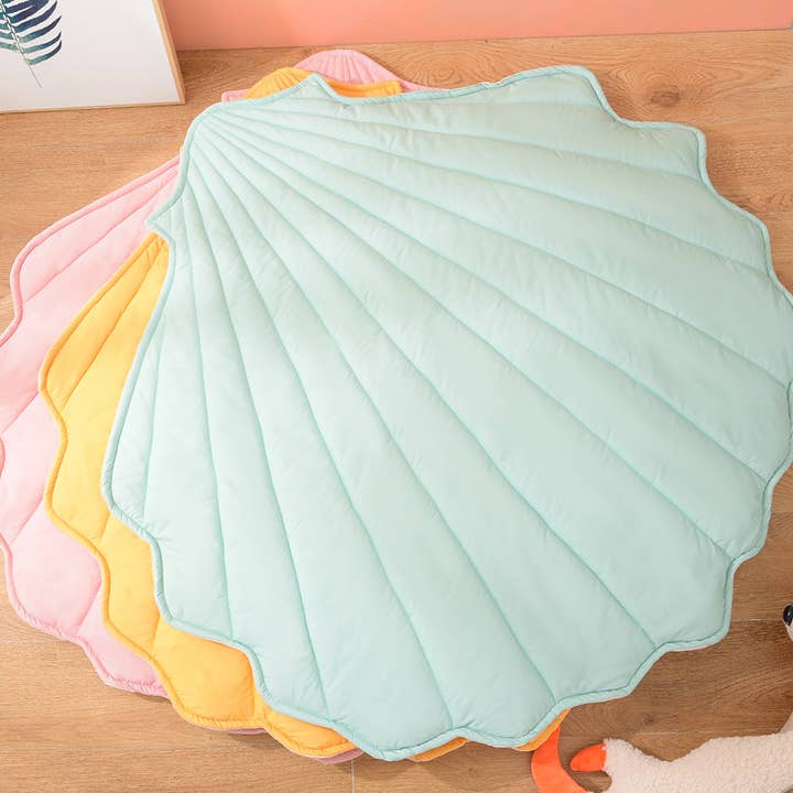 Alfombrilla grande de color liso con forma de concha marina para bebés, decoración gruesa de habitación infantil, cojín para gatear para niños para venta al por mayor de MyKids-USA®