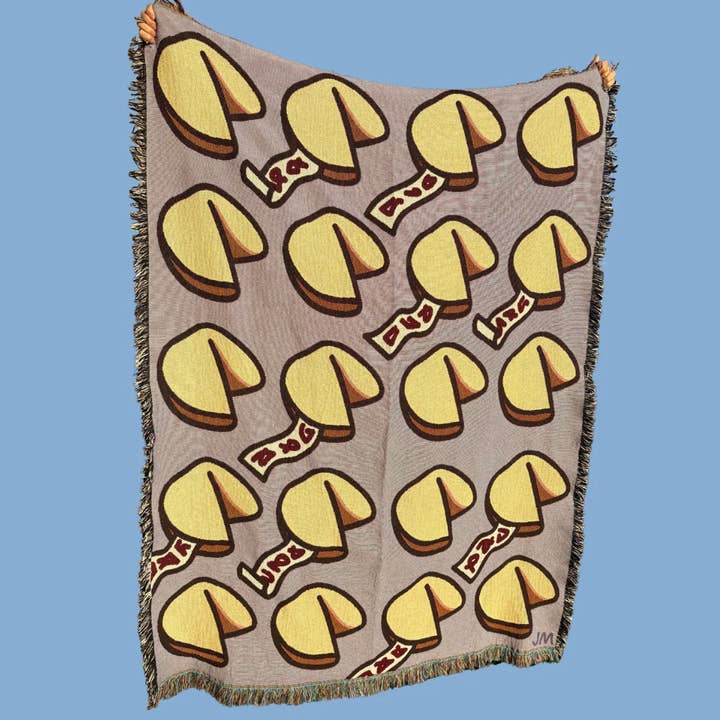 Large Woven Fortune Cookie Blanket - MADE IN USA for wholesale by Painting With James