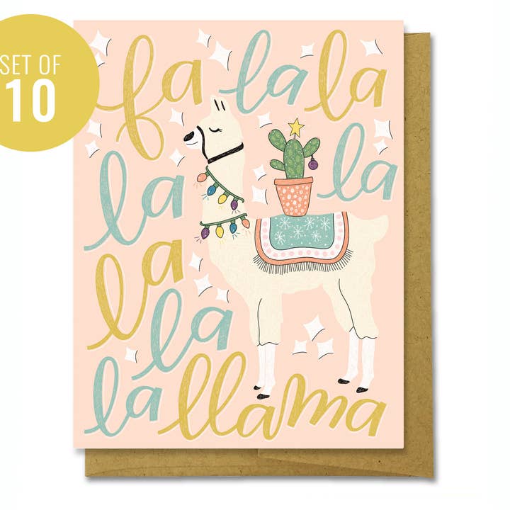 Fa La La Llama - Set of 10 for wholesale by Meadow Paper Co