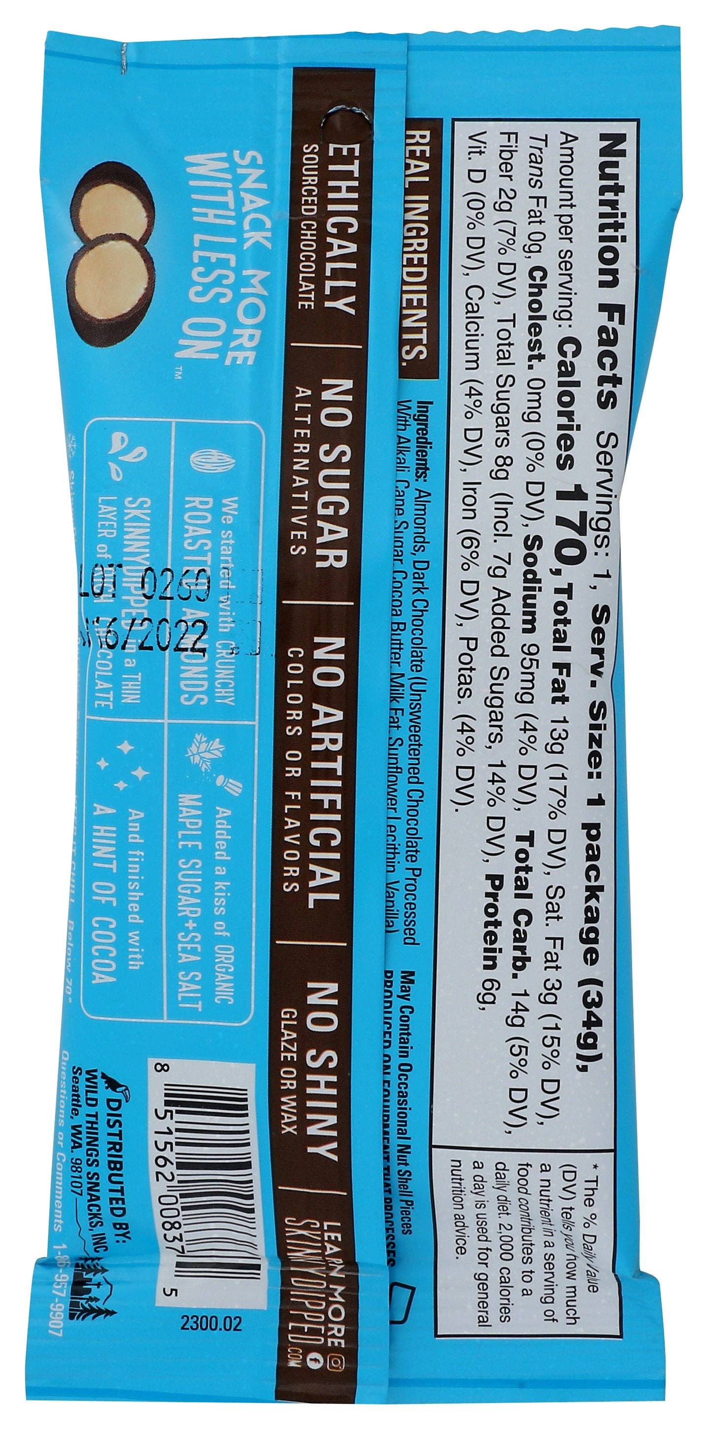 Everyday Supply Co - Wholesale Chocolate Covered Sweets - SKINNYDIPPED ALMONDS CHOC CVRD COCOA - Case of 101