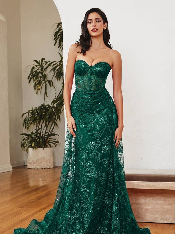 LA Merchandise LAR046 Floral Applique Prom Gown for wholesale by LA Merchandise