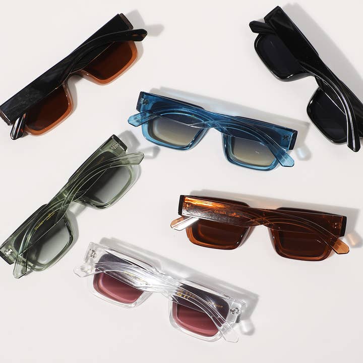 12 ASSORTEREDE FARVER Bred rektangulær form mode solbriller for engroshandel på Faire6