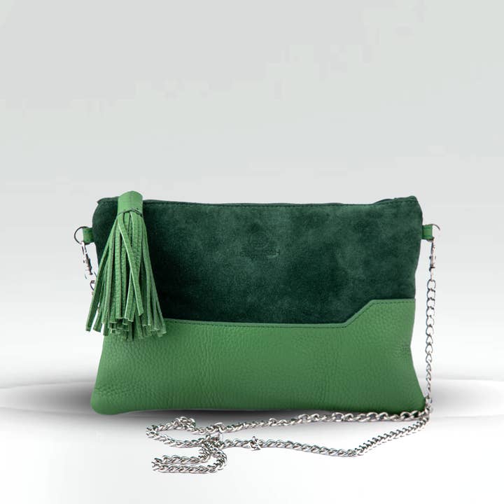 CAMELLIA CLUTCH BAG - cowhide leather (green) for wholesale by Elyousah Paris ,société SAROU