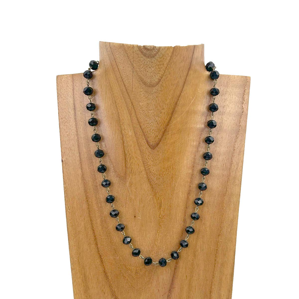 Western Elite Jewelry - Wholesale Beaded/Pearl Necklace - NKZ231116-41                17 Inches copper metal chain with green face cut crystal beads Necklace0