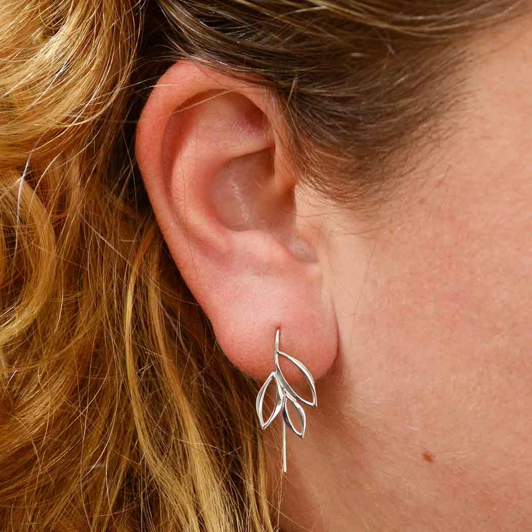 Nina Designs - Wholesale Dangle Earrings - Sterling Silver Ear Hook with Marquis Leaves 32x13mm1