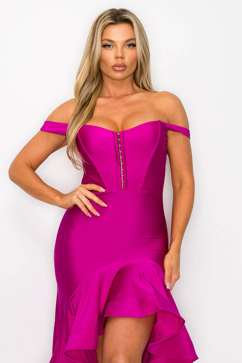 Kimcine - Wholesale Dress - Women's - KD20110Power Satin Corset Tube Top Ruffled Skirt  Dress(SALE13