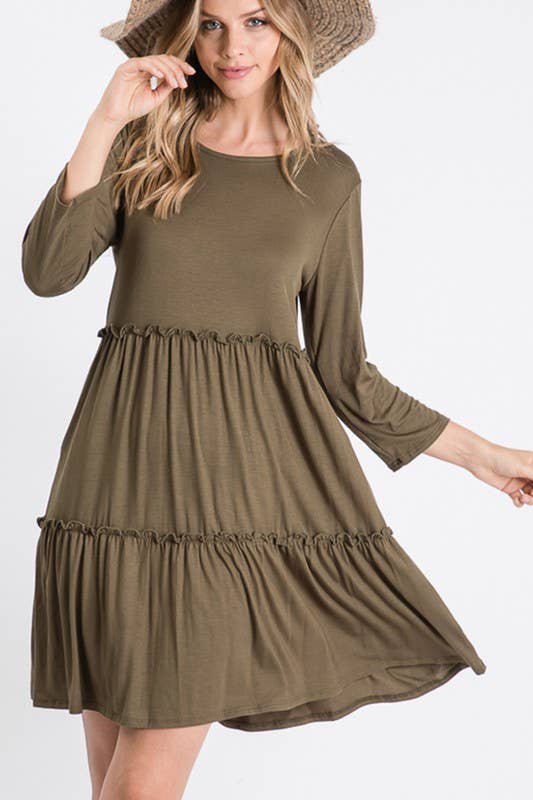 HEIMISH – wholesale Dress – Women's – SD1095S SOLID DRESS WITH RUFFLE DETAIL2