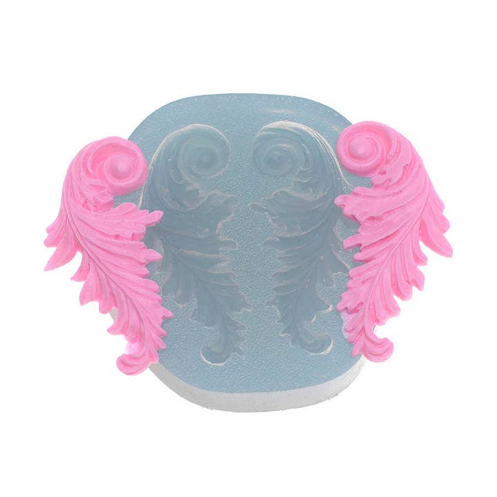 Filigree Mirroring Scrolls 2-Cavity Left and Right Arabesque Silicone Mold Cake Cupcake Decorating Fondant Baking Mold Chocolate Candy Mould DIY for wholesale by Flexarte USA