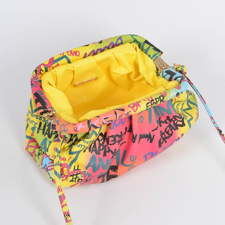 Multicolor Multi Graffiti Clutch for wholesale on Faire